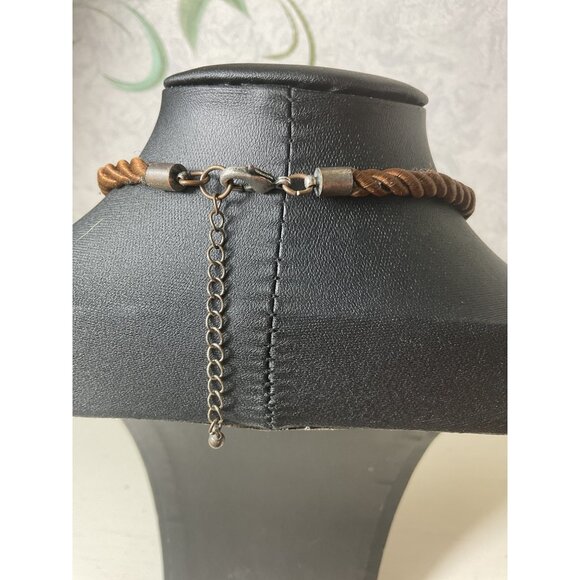 Vintage Bohemian Style Rope Necklace With Round Ethnic Pendant - Picture 3 of 5